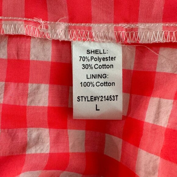 Pomander Place Electric Pink Gingham Nellie Dress Large Sleeveless Tiered DR1534 - Picture 6 of 7